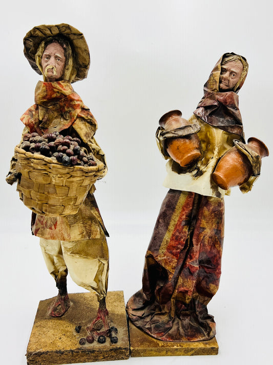 Vintage Mexican Paper Mache Folk Art Dolls